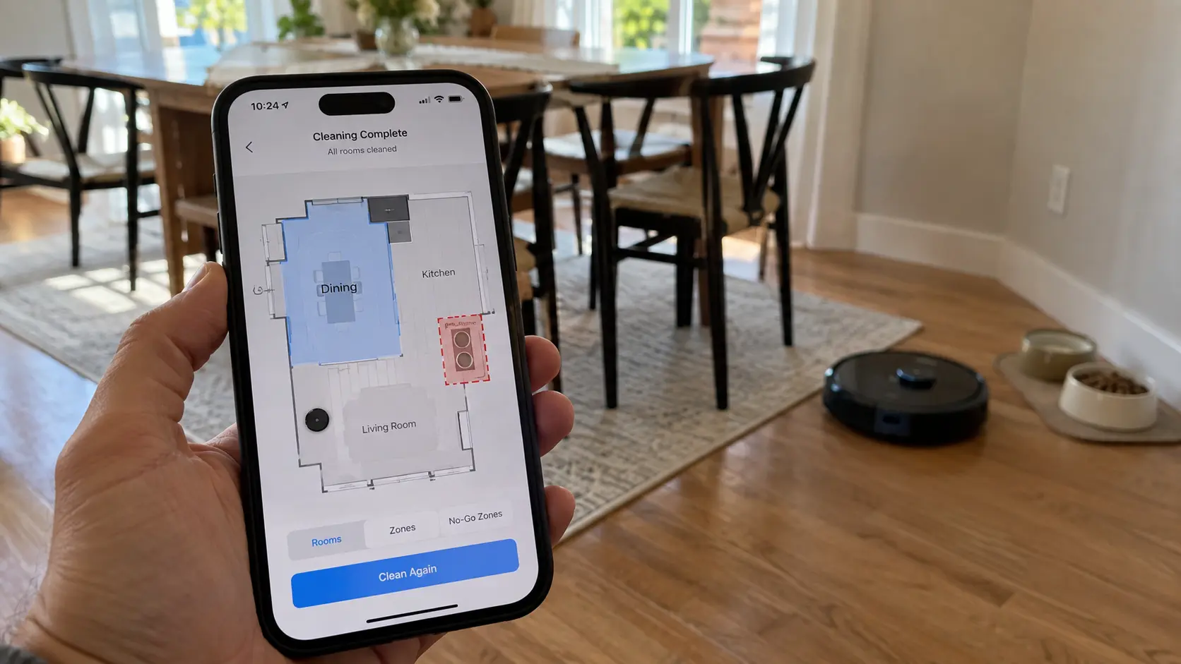 No-go zone and cleaning zone on a robot vacuum map